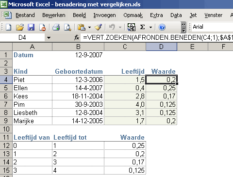 Wanneer vergelijken ipv vert.zoeken? - werkt Excel