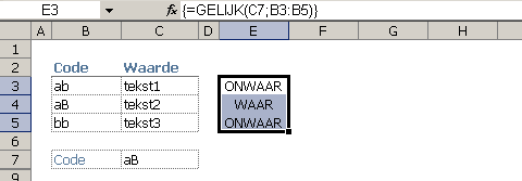 GELIJK-als-matrixformule