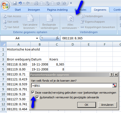 parameterwaarde opgeven