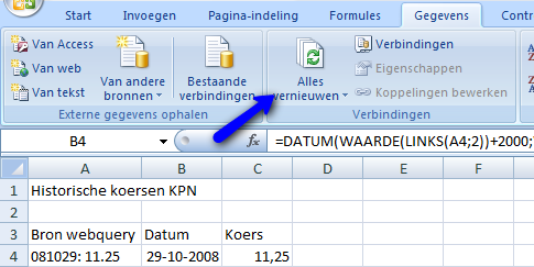 verversen webquery