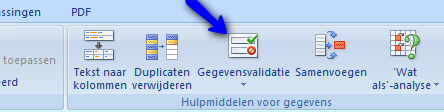 Knop gegevensvalidatie