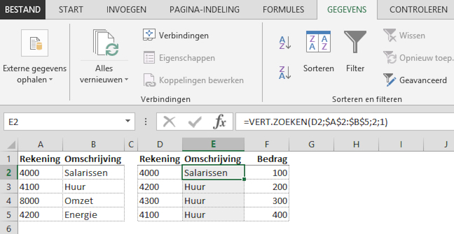 ongesorteerd verticaal zoeken met benaderen